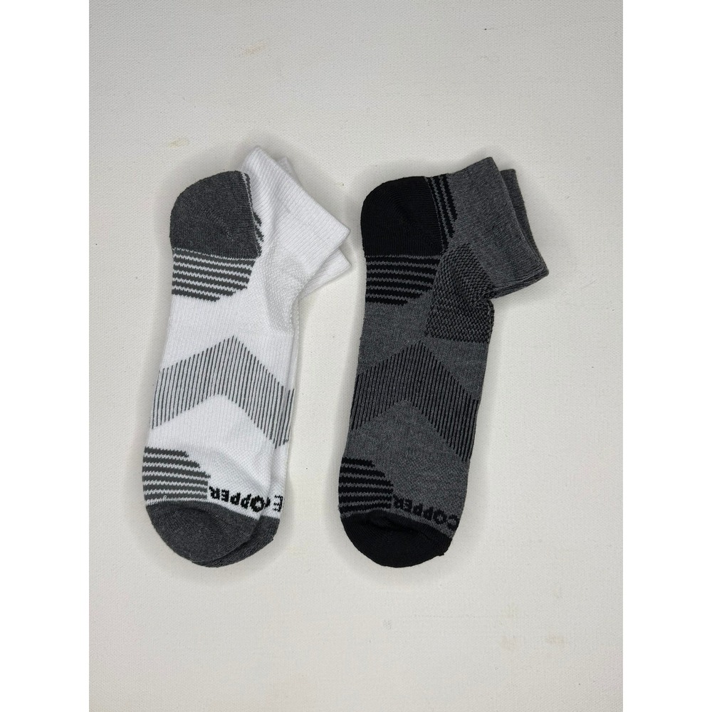 Tommie Copper Men Compression Socks‎ Ankle 2 Pack White Black Grey 9-11.5